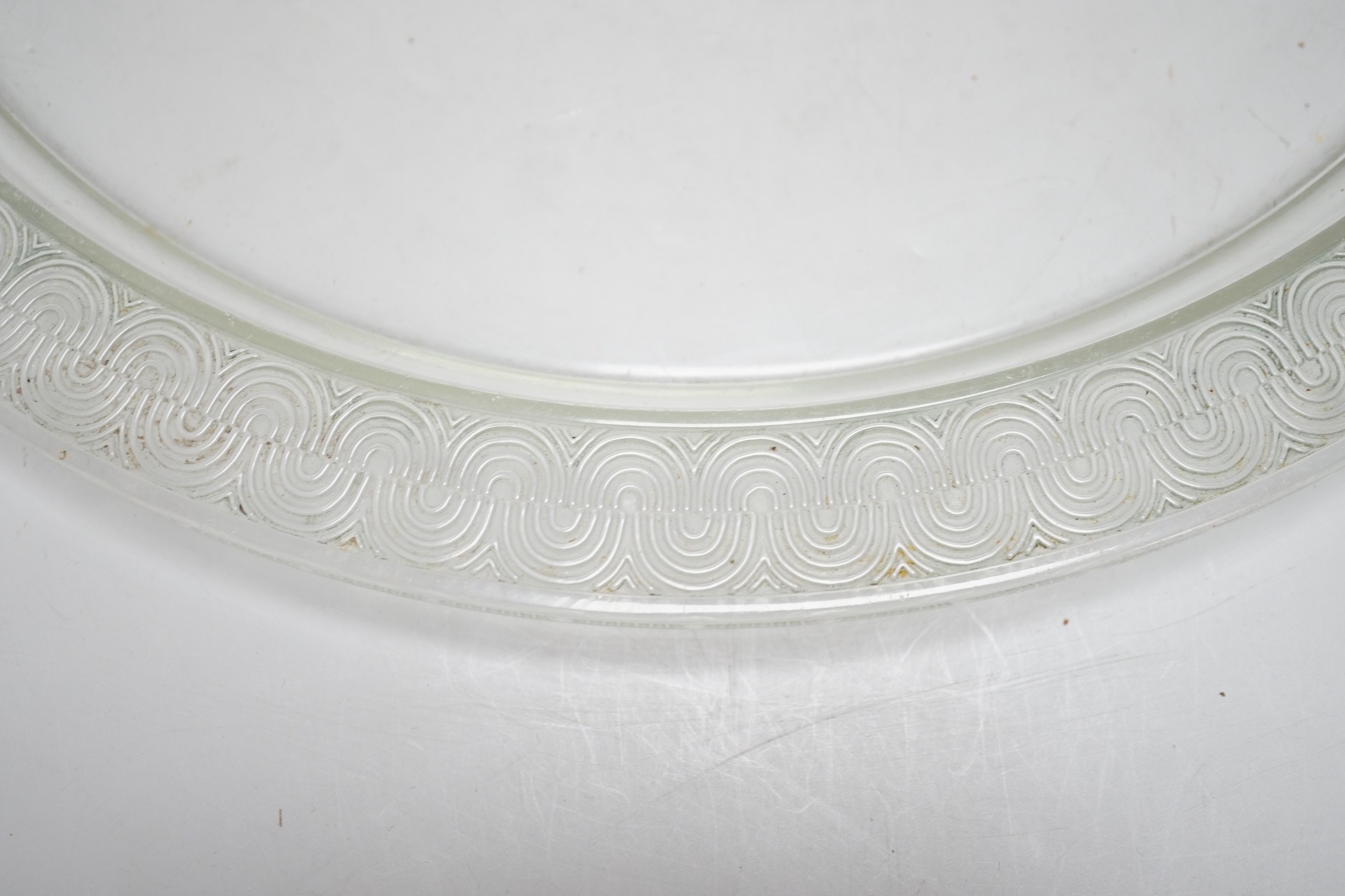 R. Lalique France, a circular dish, (chipped), 35.5cm diameter